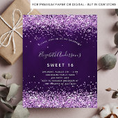 Begroting Sweet 16 paarse roze glitter-uitnodiging