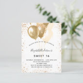 Begroting Sweet 16 witte goudballonnen (Staand voorkant)