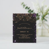 Begroting Sweet 16 zwart paars glitterstofgoud (Staand voorkant)