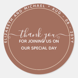 BEGROTING Terracotta Dank u voor het monochroom Ronde Sticker
