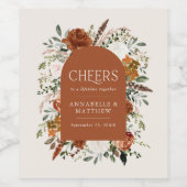 Begroting Terracotta floral bruiloft gift Wine L Wijn Etiket (Enkel label)