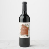 Begroting Terracotta floral bruiloft gift Wine L Wijn Etiket (Voorkant)