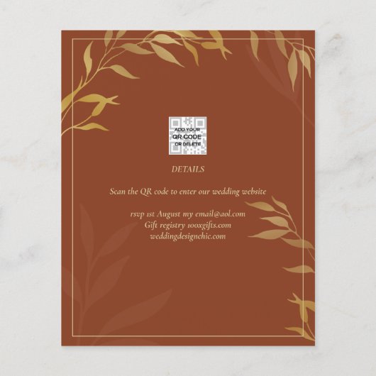 Begroting Terracotta GOLD Weddenschap redt data Flyer (Achterkant)