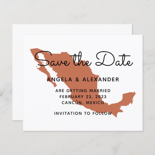 Begroting Terracotta Mexico Wedding Save the Date (Voorkant / Achterkant)