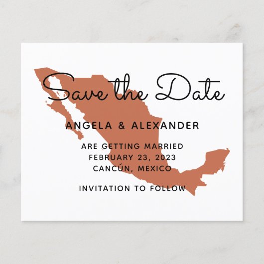 Begroting Terracotta Mexico Wedding Save the Date (Voorkant)