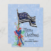 Begroting Thin Blue Line Police Vlag kerstkaart (Voorkant / Achterkant)
