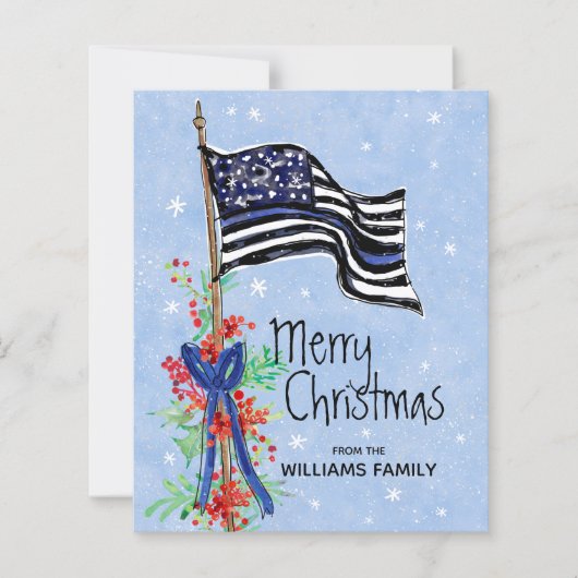 Begroting Thin Blue Line Police Vlag kerstkaart (Voorkant)