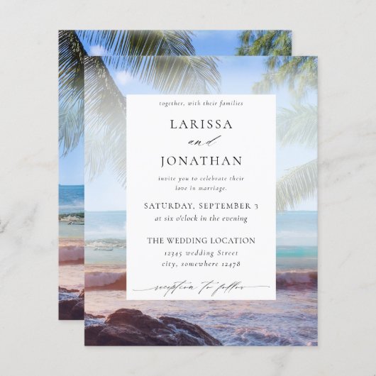 Begroting Tropical Beach Palm Destination Wedding (Voorkant / Achterkant)