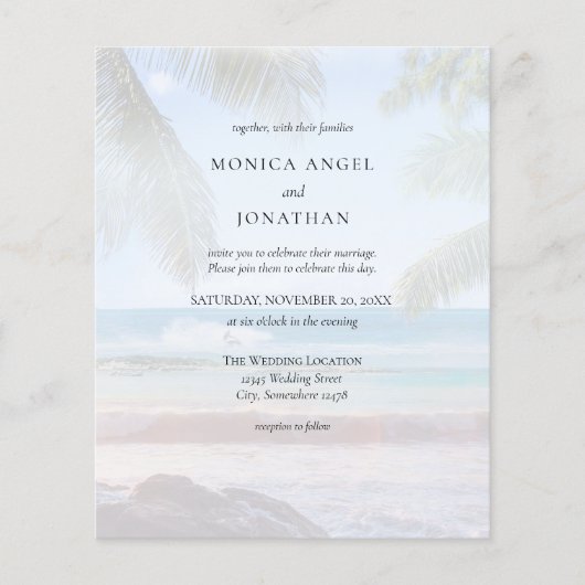 Begroting Tropical Beach Palm VS 2 Wedding Flyer (Voorkant)