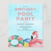 Begroting Tropical Birthday Pool Party nodigt uit Flyer (Voorkant)