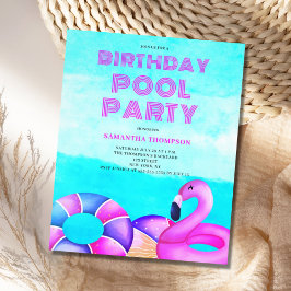 Begroting Tropical Birthday Pool Party nodigt uit Flyer