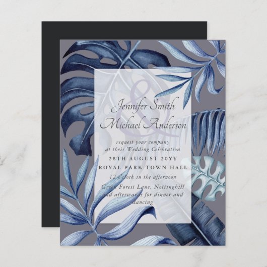 Begroting Tropical Blue Leaf Wedding Ampersand (Voorkant / Achterkant)