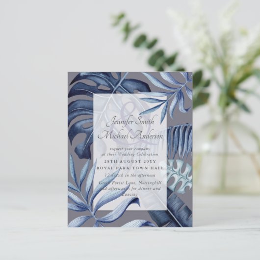 Begroting Tropical Blue Leaf Wedding Ampersand (Staand voorkant)