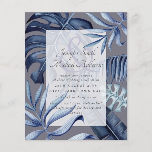 Begroting Tropical Blue Leaf Wedding Ampersand (Voorkant)