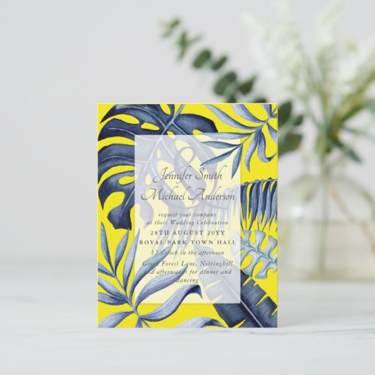 Begroting Tropical Blue Yellow Leaf Wedding (Staand voorkant)