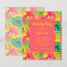 Begroting Tropical Flowers Birthday Party Invitati