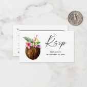 Begroting Tropical Hawaiian Coconut 2SM Meal RSVP Notitiekaartje (Voorkant / Achterkant in situ)