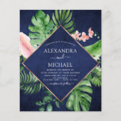 Begroting Tropical Navy Blue Geometric Wedding Flyer (Voorkant)