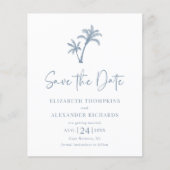 Begroting Tropical Palm Dusty Blue Save the Date (Voorkant)