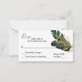Begroting Tropical Palm Leaf Gold 2SM No Meal RSVP Notitiekaartje (Voorkant)