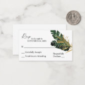 Begroting Tropical Palm Leaf Gold 2SM No Meal RSVP Notitiekaartje (Voorkant / Achterkant in situ)