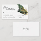 Begroting Tropical Palm Leaf Gold 2SM No Meal RSVP Notitiekaartje (Voorkant / Achterkant)