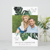 Begroting Tropical Palm Leaf Photo Save the Date - (Staand voorkant)