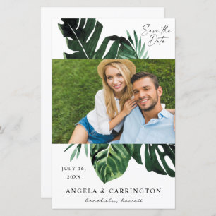 Begroting Tropical Palm Leaf Photo Save the Date -