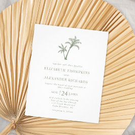 Begroting Tropical Palm Tree Sage Green Wedding Flyer
