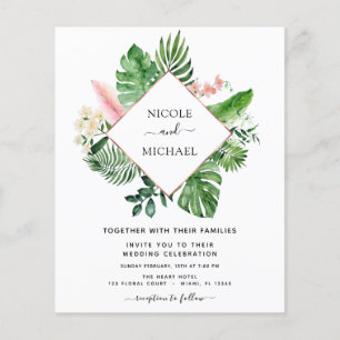 Begroting Tropical Palm Waterverf Geometric Weddin Flyer
