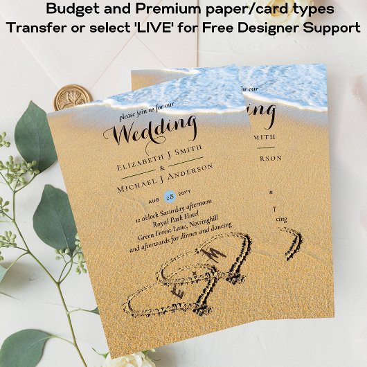 Begroting Tropisch Beach Hearts in Sand Wedding In