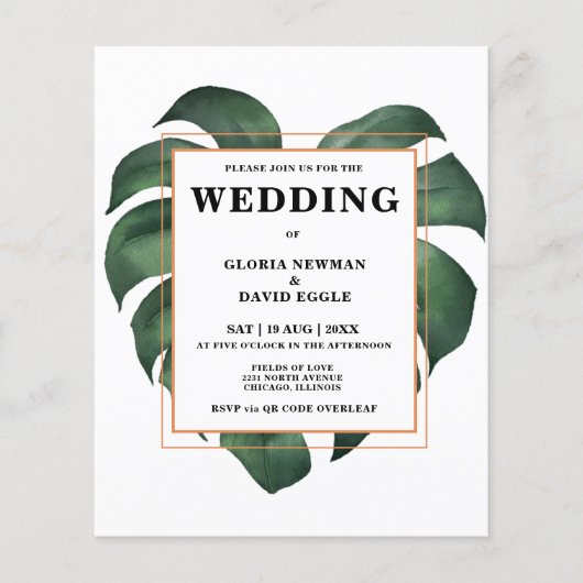 Begroting Tropisch palm Leaf QR Code Weddenschap (Voorkant)