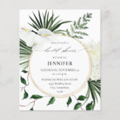 Begroting Tropisch Palm & White Floral Vrijgezelle Flyer (Voorkant)