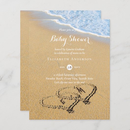 Begroting Tropisch strand harten zand Baby shower (Voorkant / Achterkant)