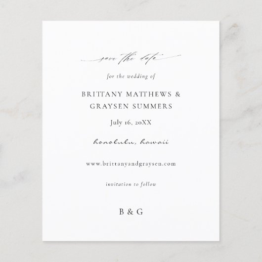 Begroting Tropisch-witte Floral sparen de Datum Fo Flyer (Achterkant)