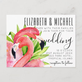 Begroting Tropische flamingos Wedding Briefkaart