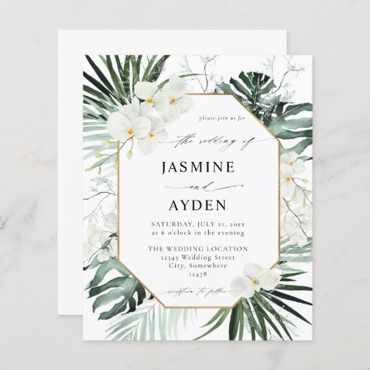 Begroting Tropische palm & White Floral Wedding (Voorkant / Achterkant)