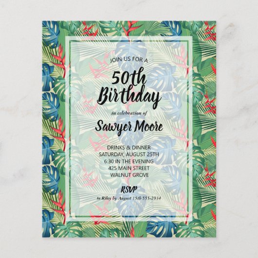 Begroting Tropische uitnodigingen van de 50ste ver (Voorkant)