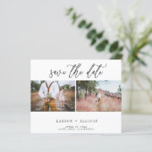 Begroting Twee Foto sparen de Datum Post Kaart (Staand voorkant)