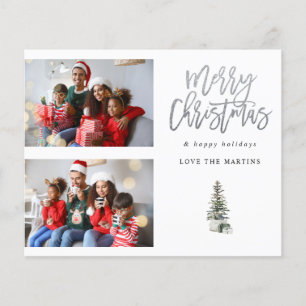 Begroting twee foto's kerstbomen modern flyer
