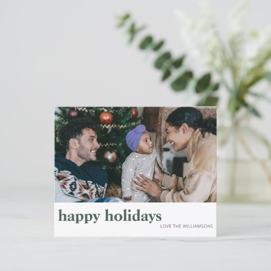 Begroting twee minimale groene Prettige feestdagen (Staand voorkant)