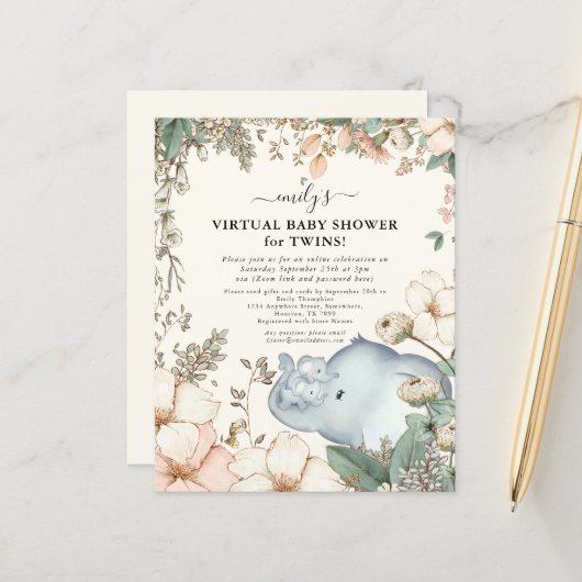 Begroting Uitgebreide Virtual Baby shower Twins no (Voorkant / Achterkant in situ)