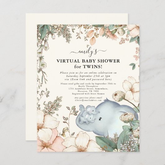 Begroting Uitgebreide Virtual Baby shower Twins no (Voorkant / Achterkant)