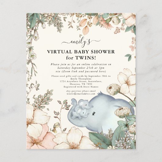 Begroting Uitgebreide Virtual Baby shower Twins no (Voorkant)