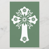 Begroting Uitnodiging Bloemen Kruisdoop Fern Groen Flyer (Achterkant)