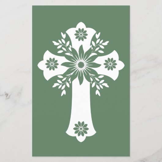 Begroting Uitnodiging Bloemen Kruisdoop Fern Groen Flyer (Achterkant)