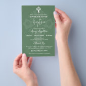 Begroting Uitnodiging Bloemen Kruisdoop Fern Groen Flyer (Hand)