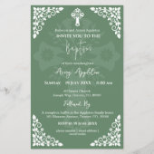 Begroting Uitnodiging Bloemen Kruisdoop Fern Groen Flyer (Voorkant)