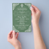 Begroting Uitnodiging Bloemen Kruisdoop Fern Groen Flyer (Hand)