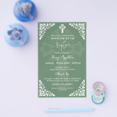 Begroting Uitnodiging Bloemen Kruisdoop Fern Groen Flyer (Enkel)